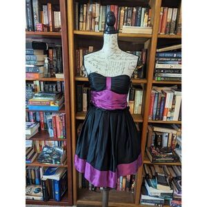 Betsey Johnson vintage silk strapless full skirted mini dress sz 4 euc